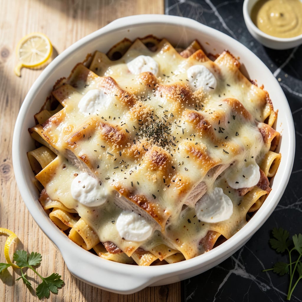 chicken alfredo lasagna recipe with jar sauce example with annotations