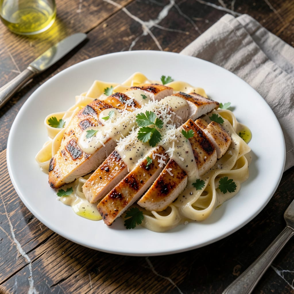 chicken alfredo pressure cooker recipe example with annotations