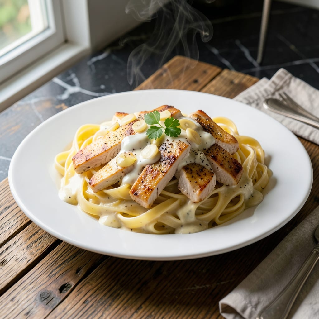 chicken alfredo recipe using bertolli sauce example with annotations