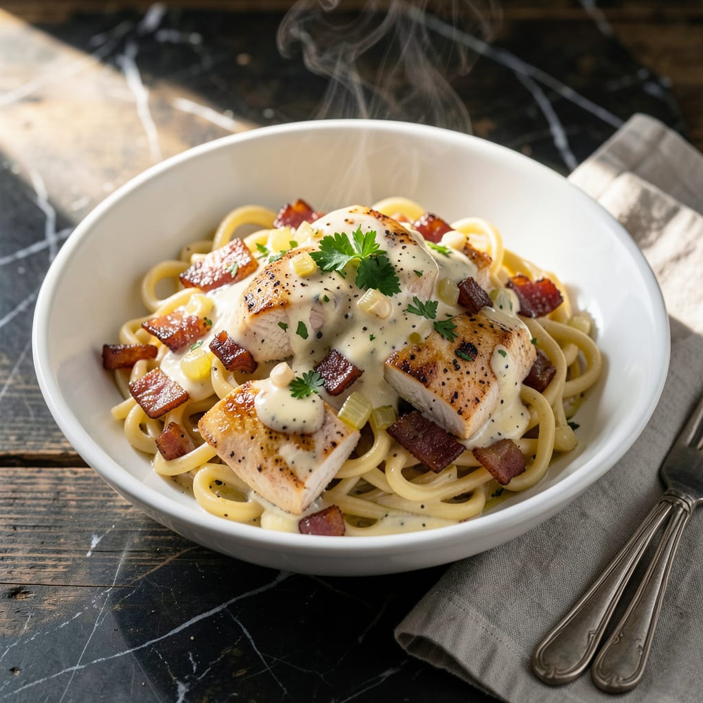 Chicken and Bacon Pasta Sauce Recipe: Smoky Cream Base for Rich Pasta Coating