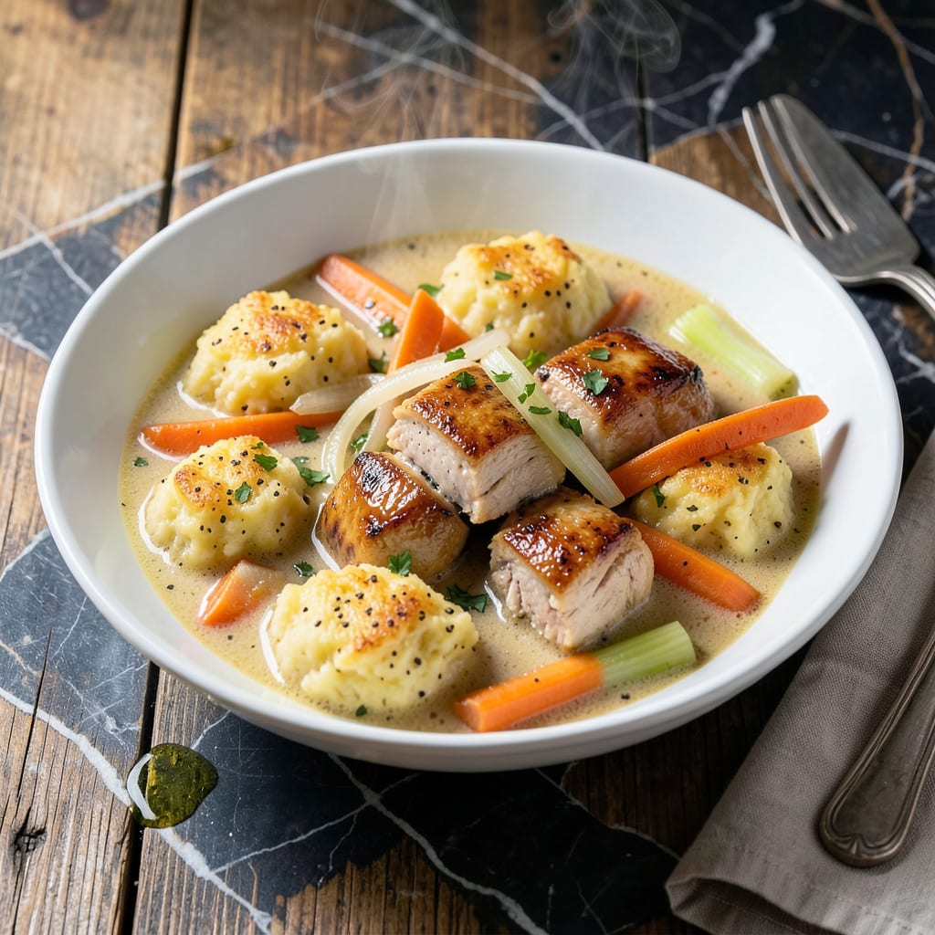 Complete chicken and dumplings recipe bisquick slow cooker overview image