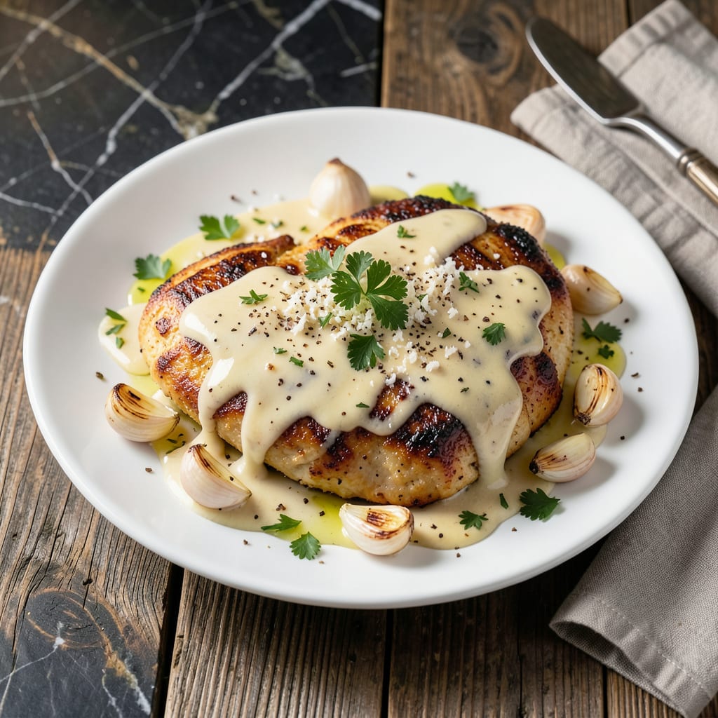 chicken and garlic parmesan sauce crockpot recipe detailed visual guide