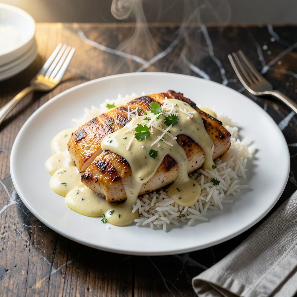 chicken and rice with alfredo sauce recipe detailed visual guide
