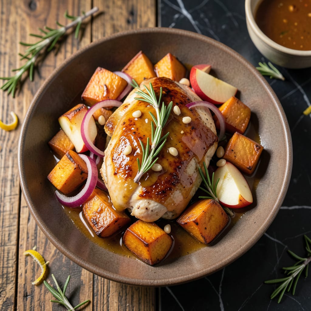 chicken apple sweet potato recipe example with annotations