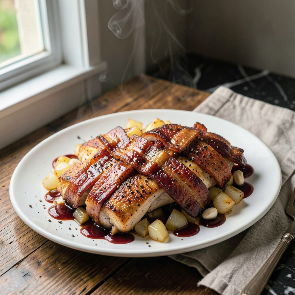 chicken bacon and bbq sauce recipe example with annotations