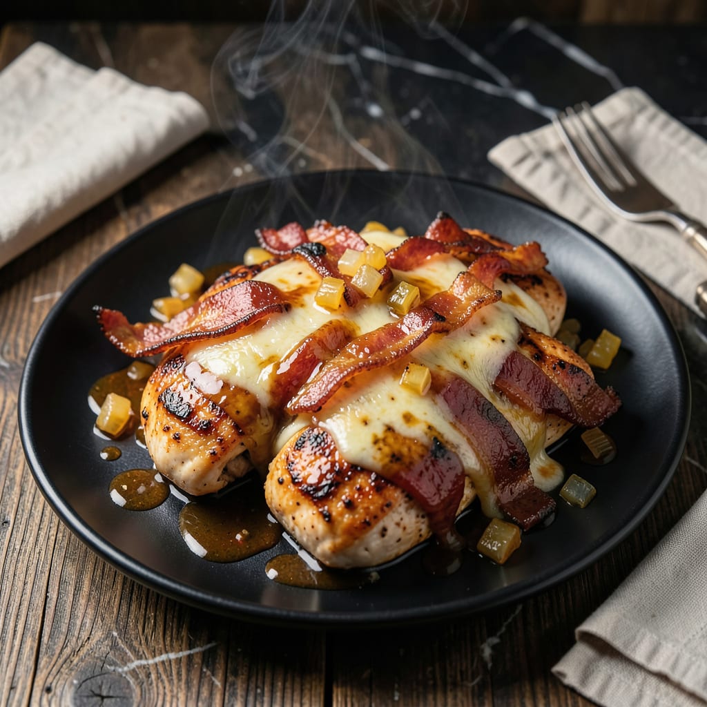 chicken bacon cheese bbq sauce recipe example with annotations
