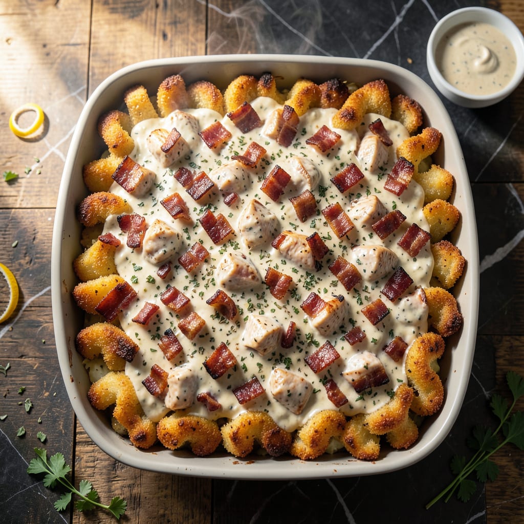 chicken bacon ranch tater tot casserole easy family recipe example with annotations