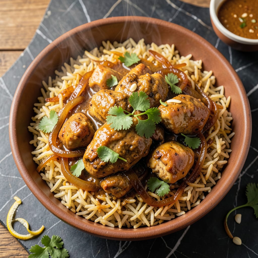 Complete chicken biryani slow cooker recipe overview image