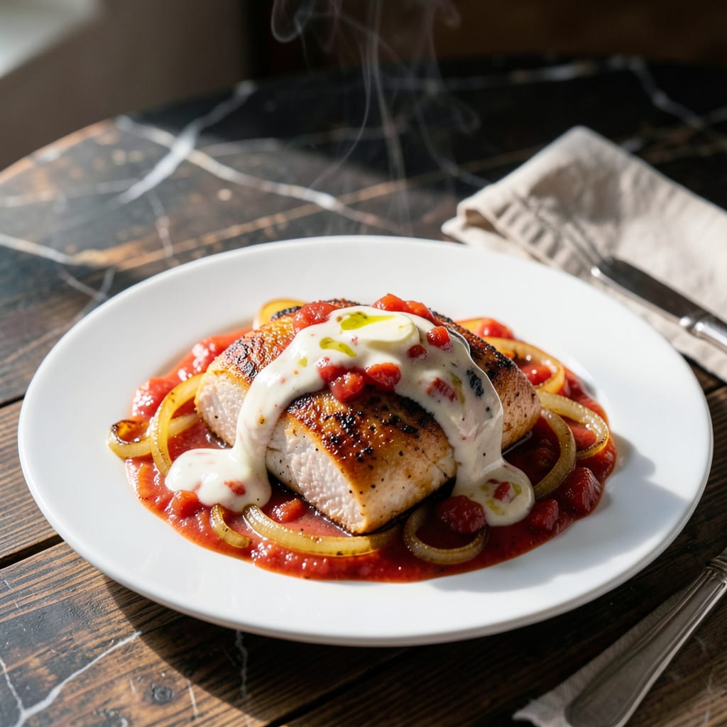chicken breast and vodka sauce recipe illustration with key details