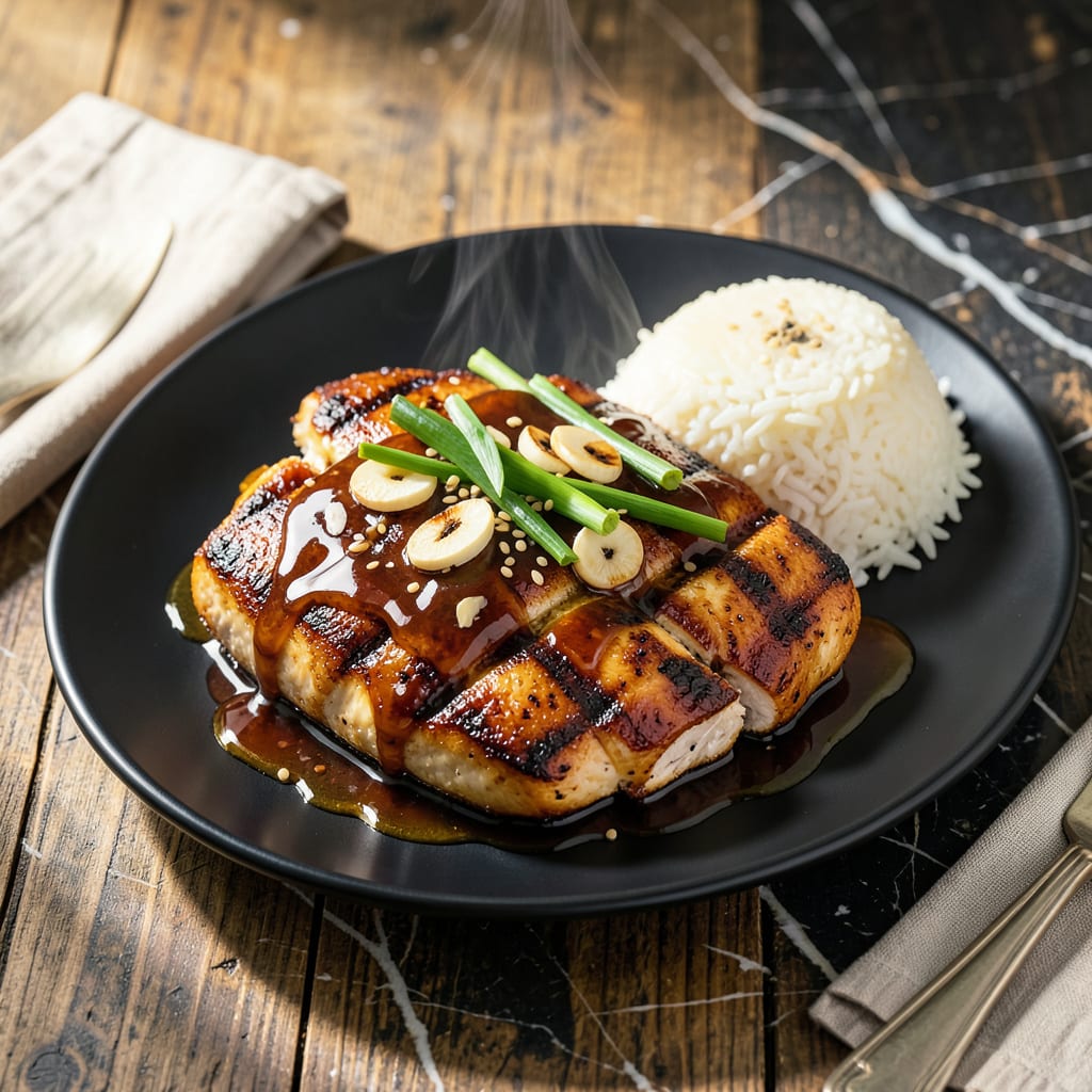 chicken breast hoisin sauce recipe illustration with key details