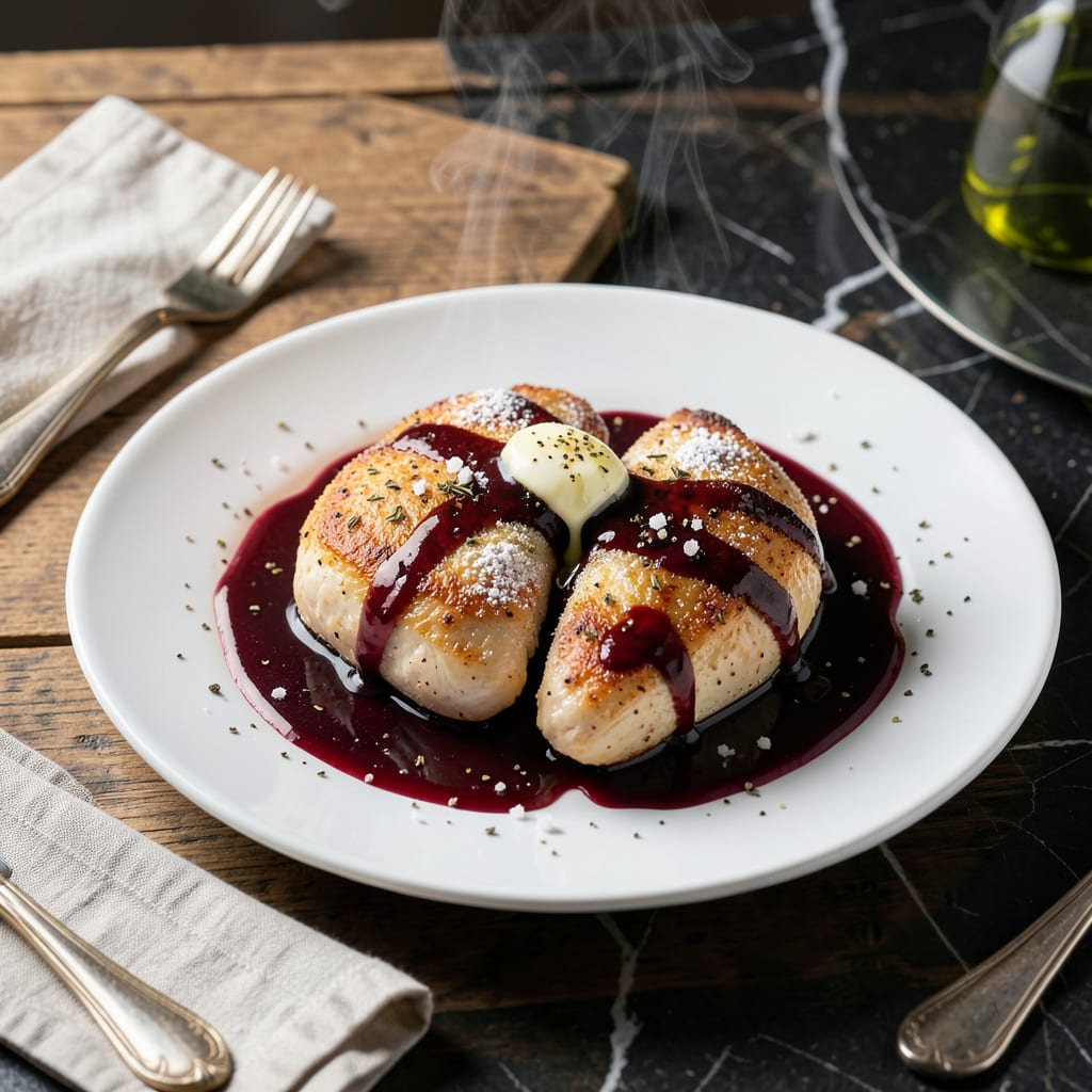 Comprehensive chicken breast in red wine sauce recipe visual reference