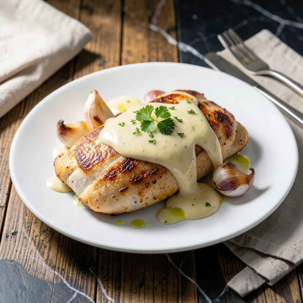 Complete chicken breast with bechamel sauce recipe overview image