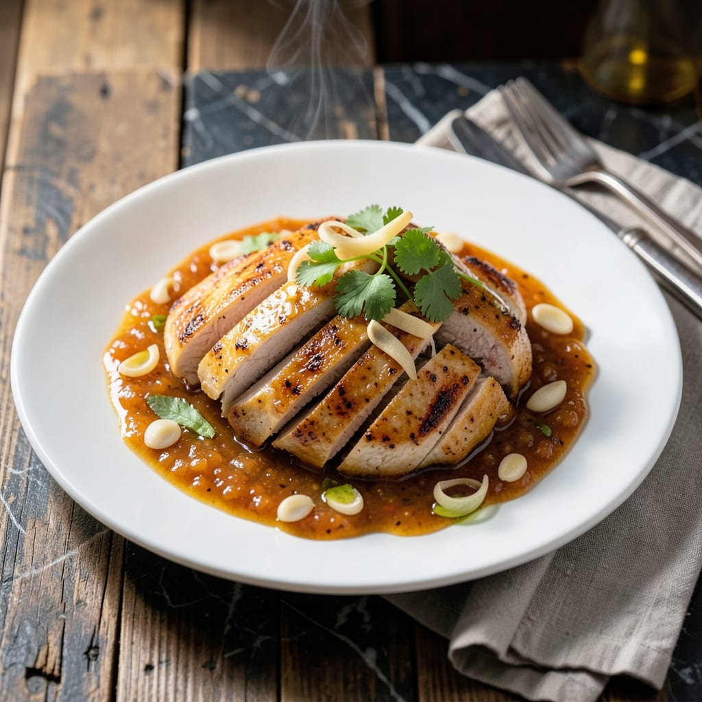 Complete chicken breast with duck sauce recipe overview image