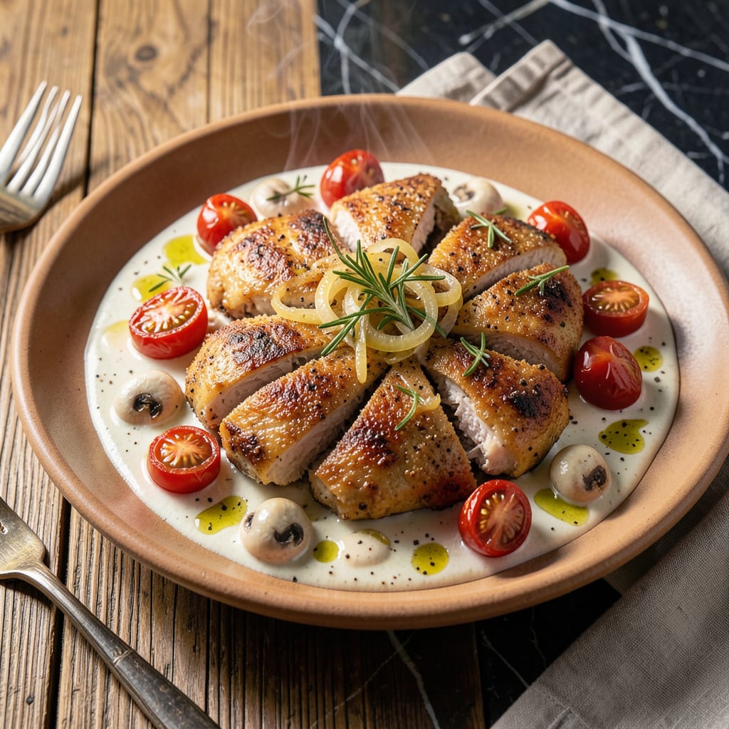 Visual representation of chicken cacciatore white sauce recipe