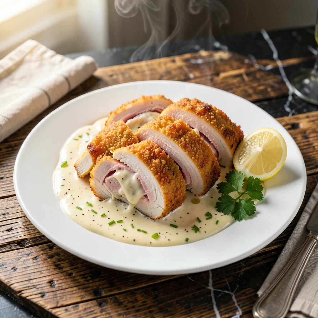 chicken cordon bleu cream sauce recipe example with annotations