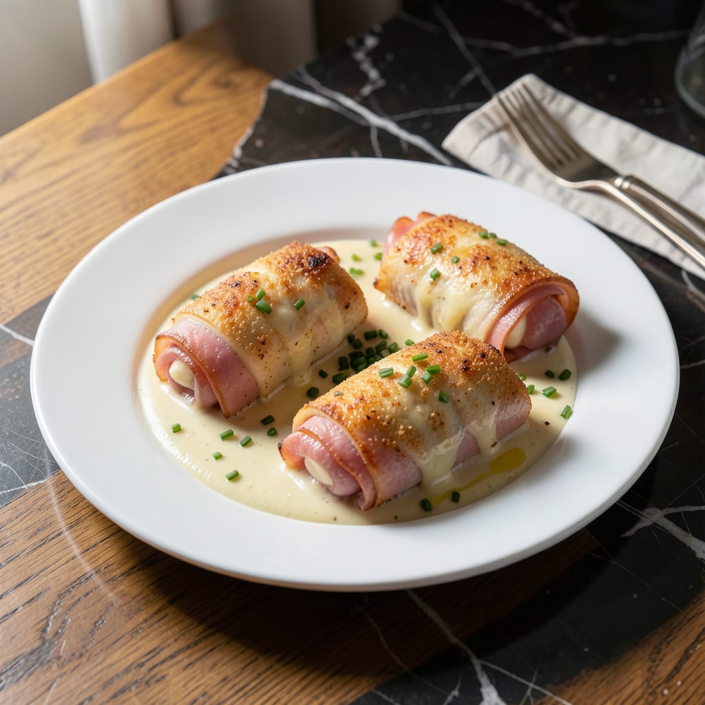 Chicken Cordon Bleu Dijon Sauce Recipe: Crispy Ham and Cheese Stuffed Breast detailed visual guide