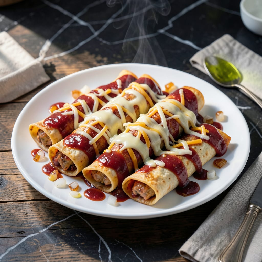 chicken enchilada recipe canned sauce illustration with key details