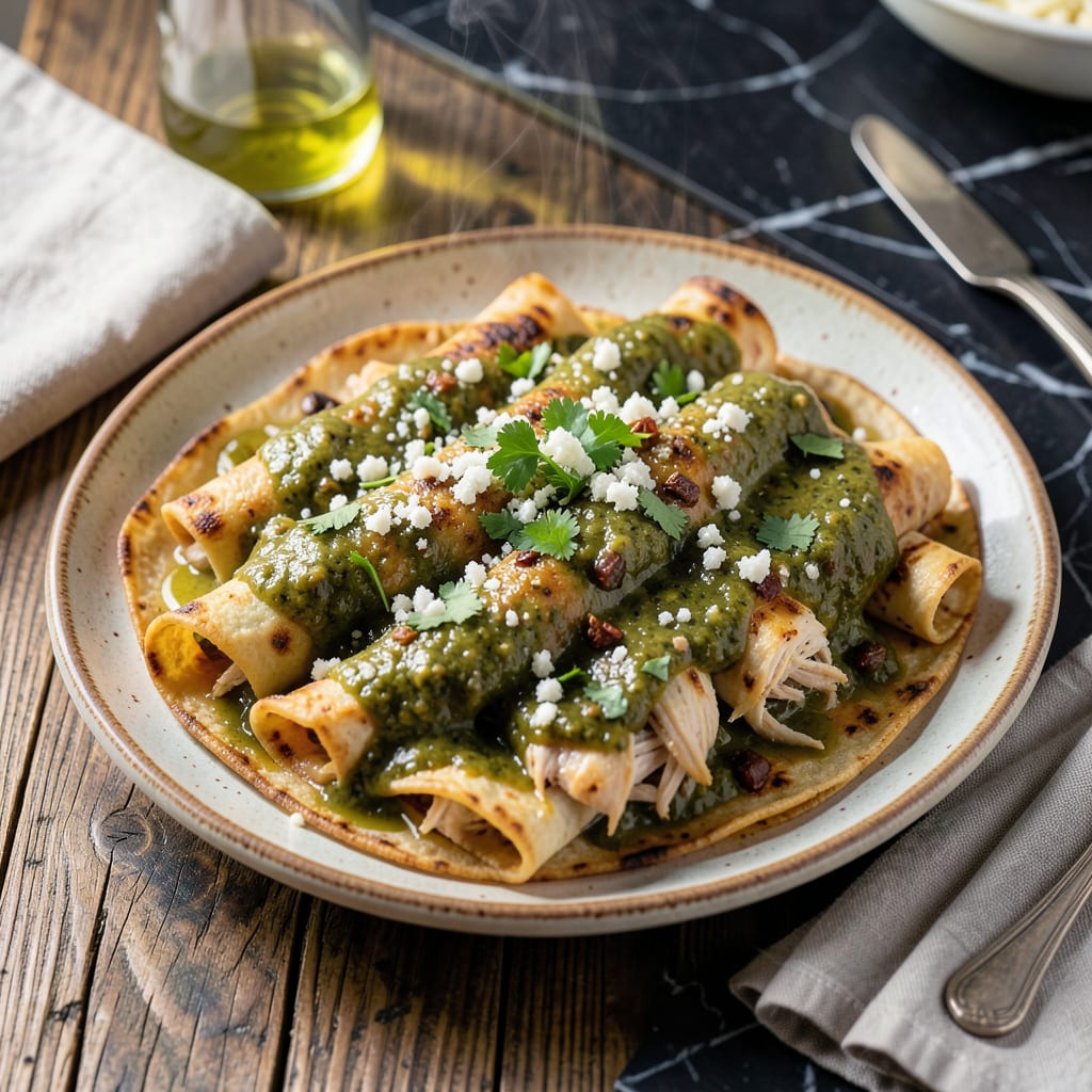 chicken enchilada recipe green chile sauce example with annotations