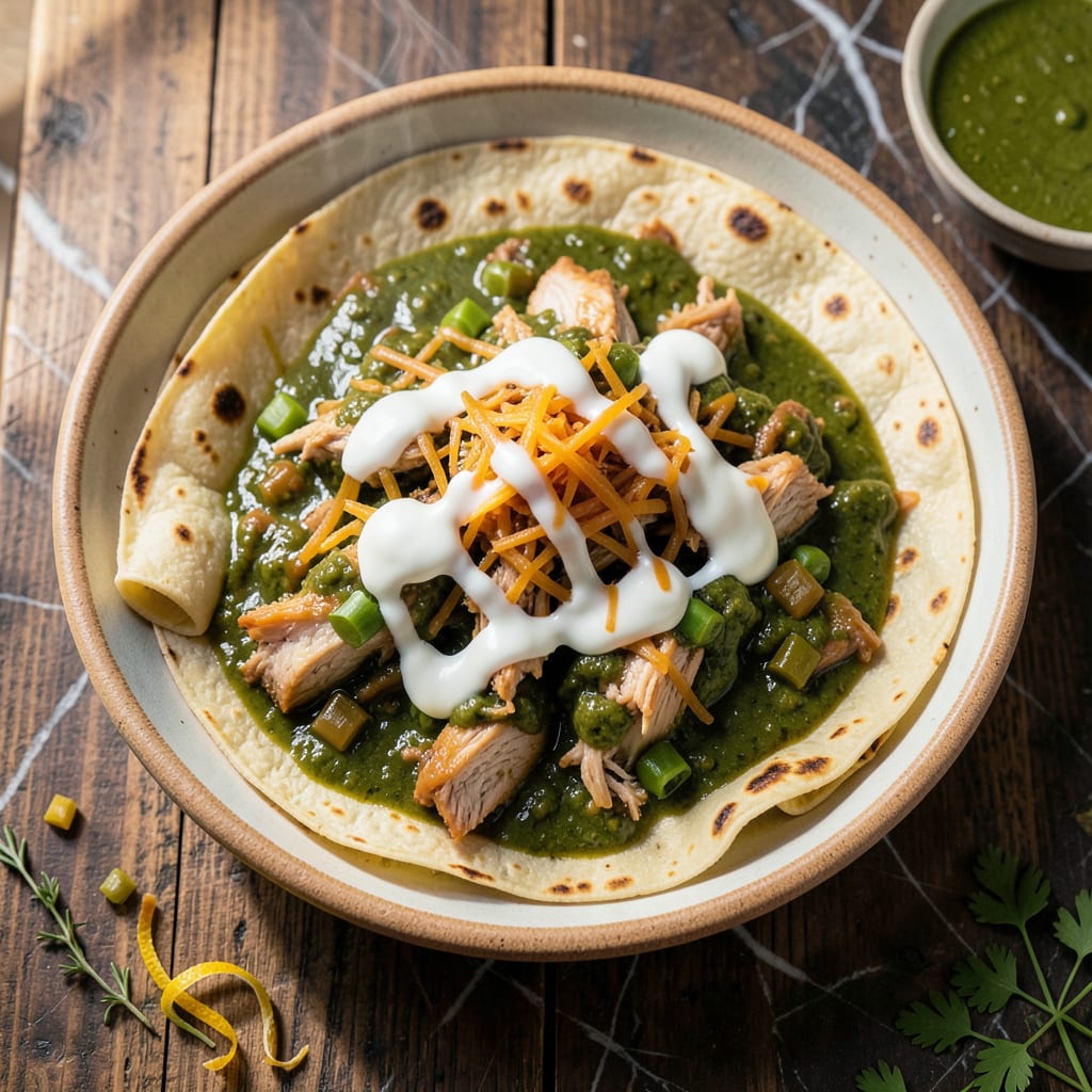 chicken enchilada recipe green sauce sour cream example with annotations