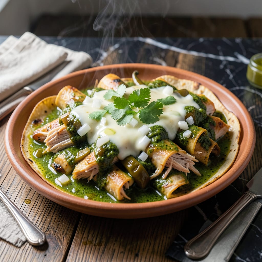 chicken enchilada recipe verde sauce example with annotations