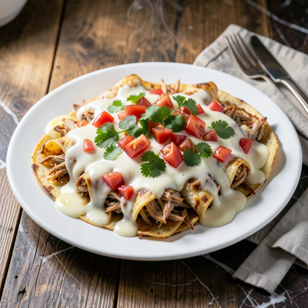 chicken enchilada recipe white sauce cream cheese detailed visual guide