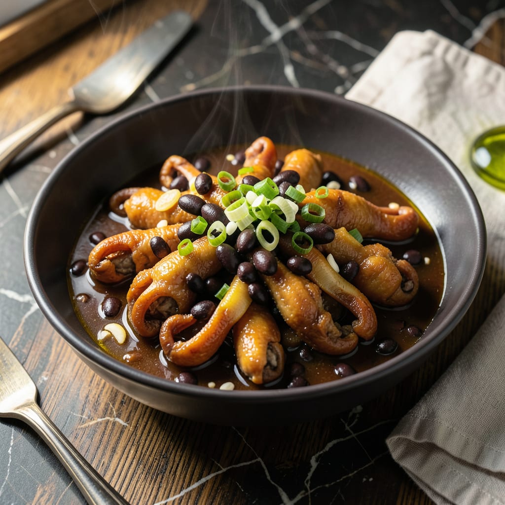 chicken feet black bean sauce recipe illustration with key details