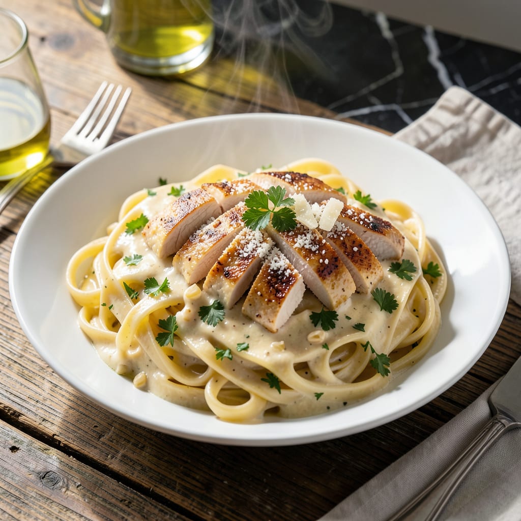 Complete chicken fettuccine alfredo recipe easy dinner overview image