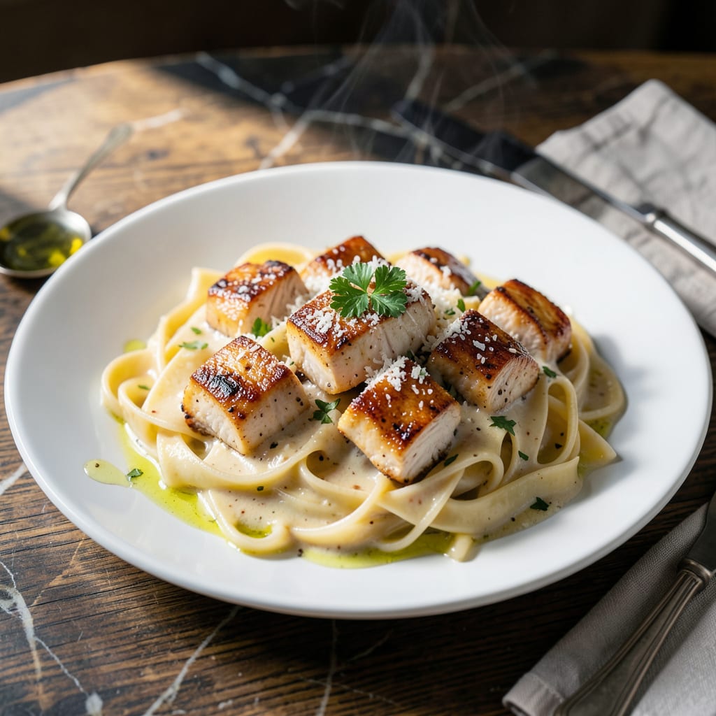 chicken fettuccine sauce recipe example with annotations