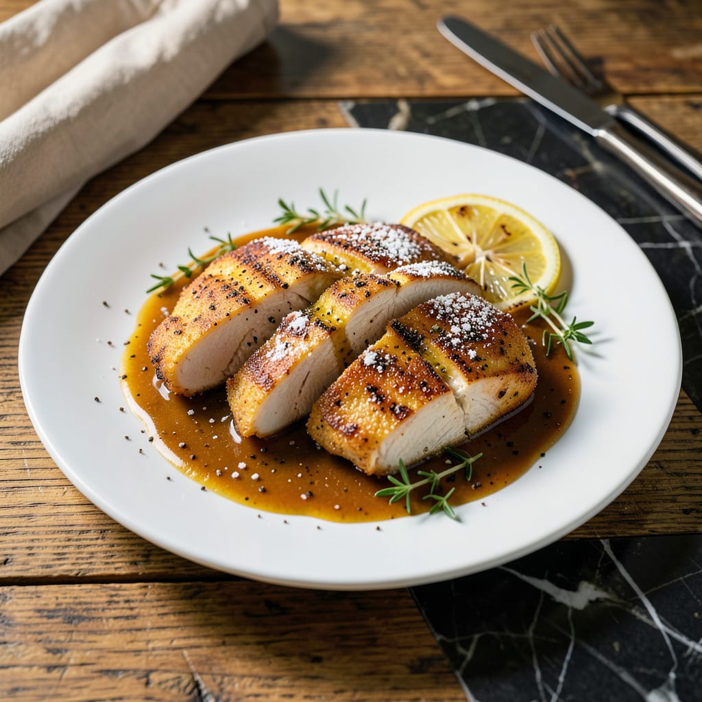 Visual representation of chicken fillet recipe with sauce
