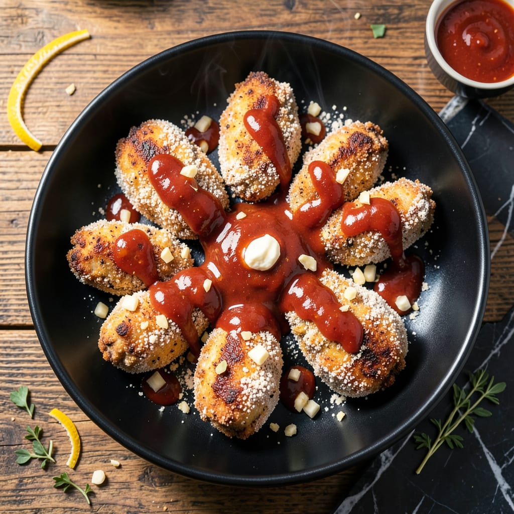 chicken franks hot sauce recipe illustration with key details
