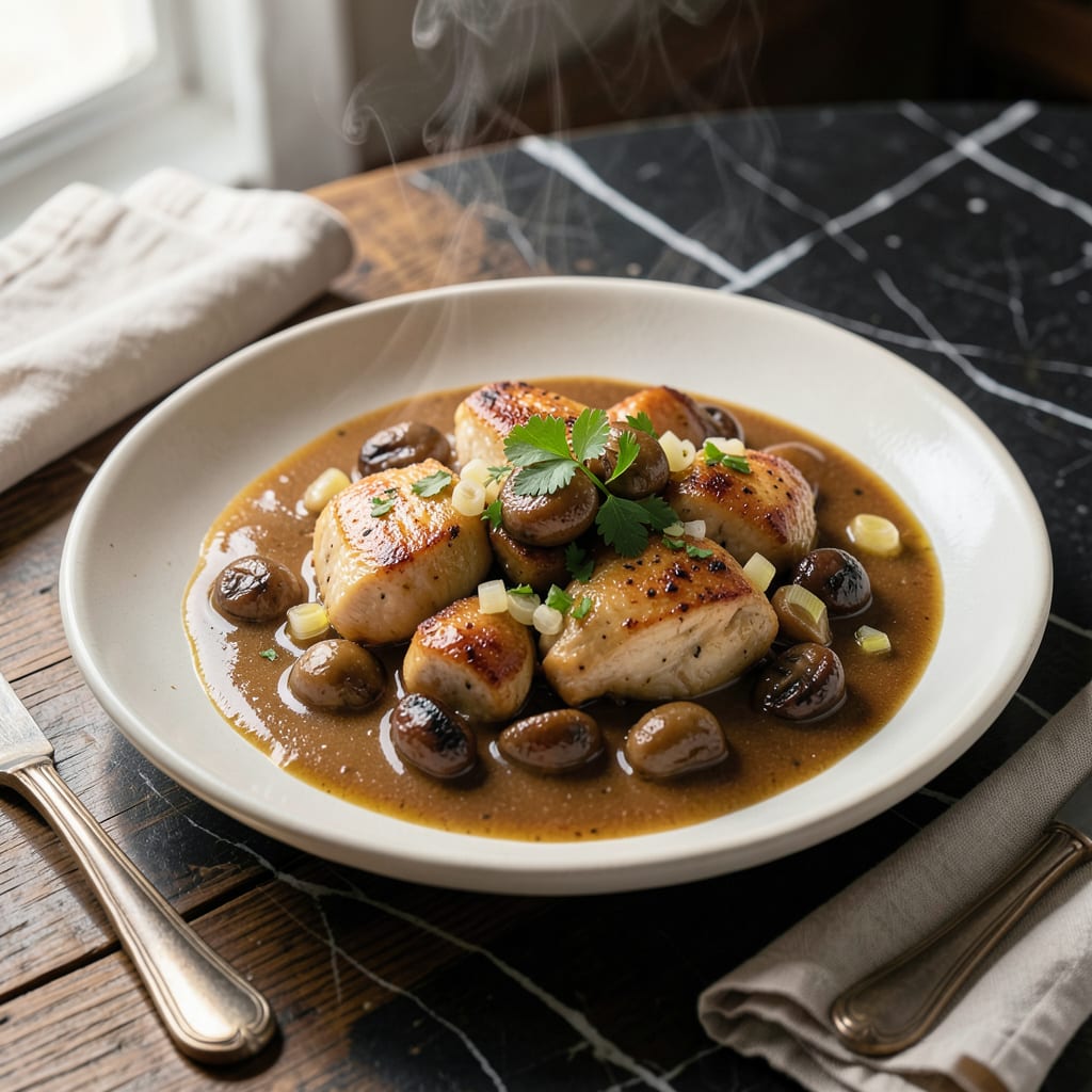 Complete chicken fricassee sauce recipe overview image