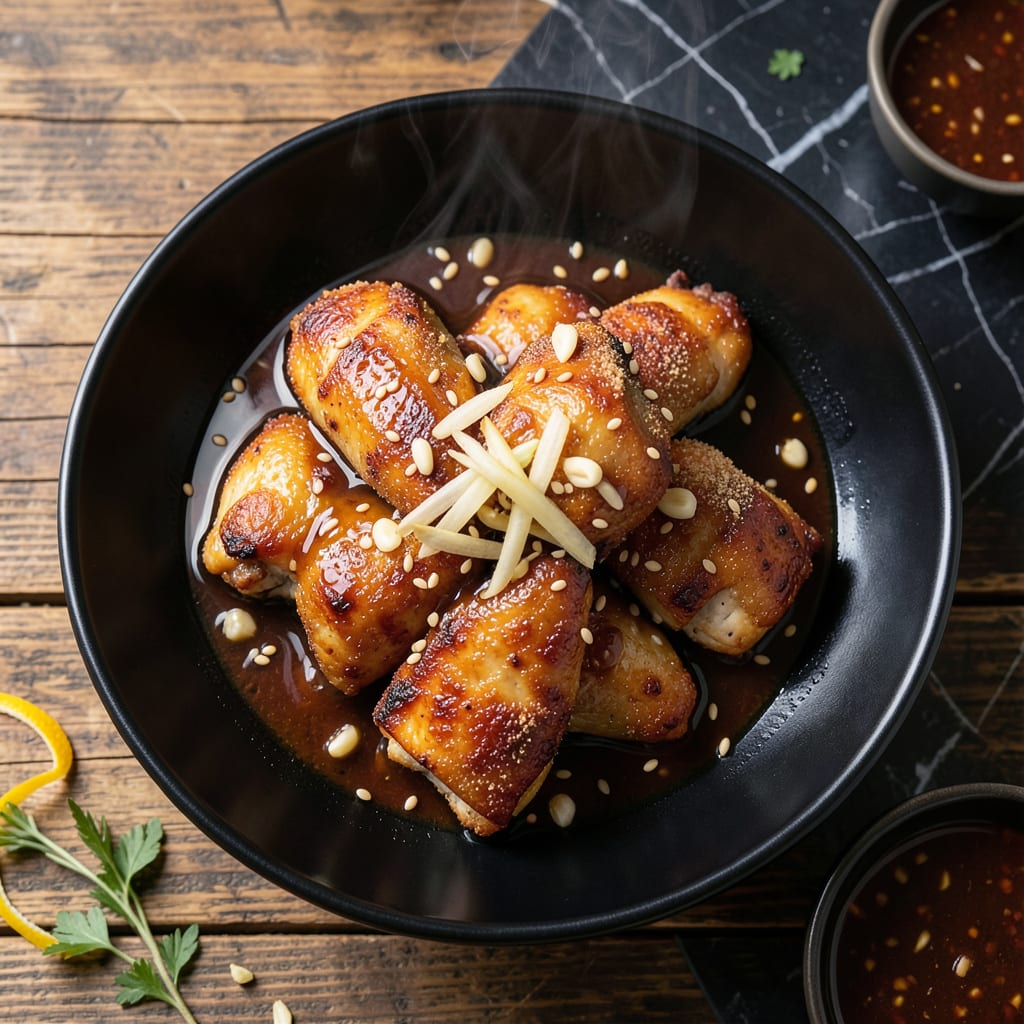 Complete chicken ginger garlic soy sauce recipe overview image