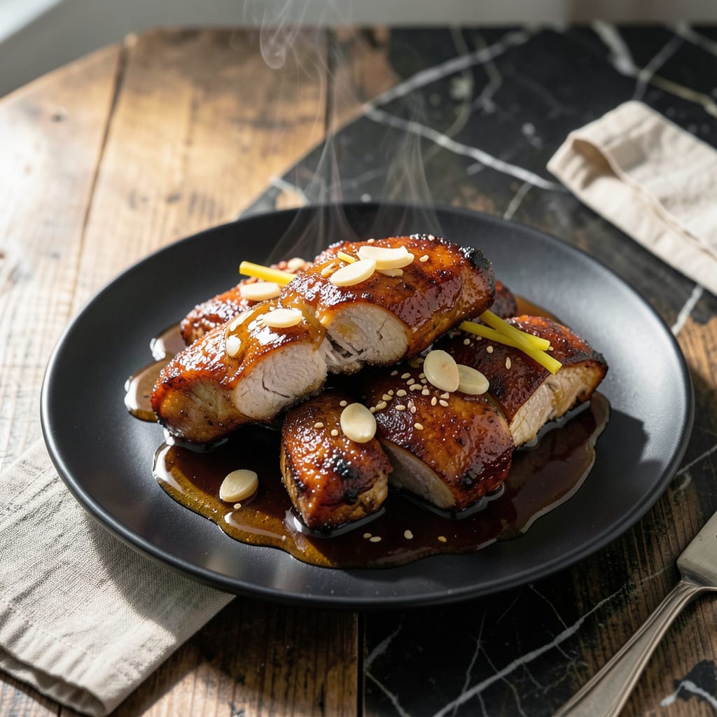 chicken honey garlic soy sauce recipe example with annotations