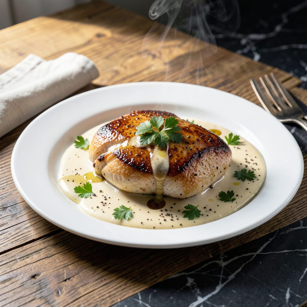 chicken in brandy cream sauce recipe example with annotations