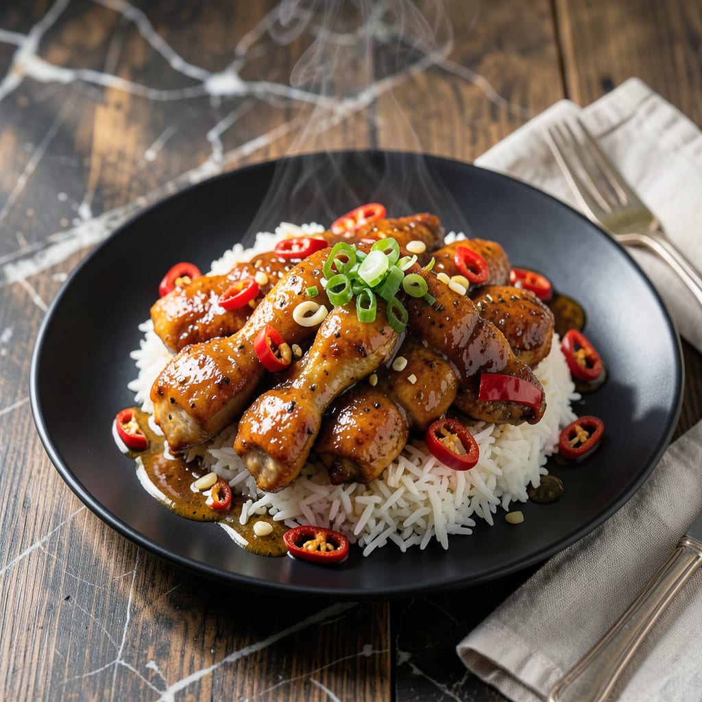 Visual representation of chicken in schezwan sauce recipe