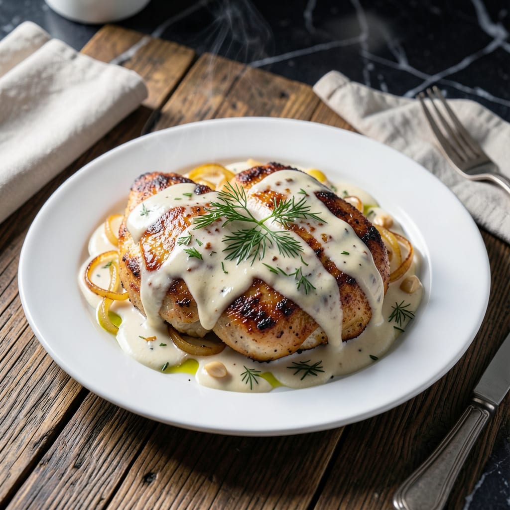 Complete chicken in sour cream sauce recipe overview image