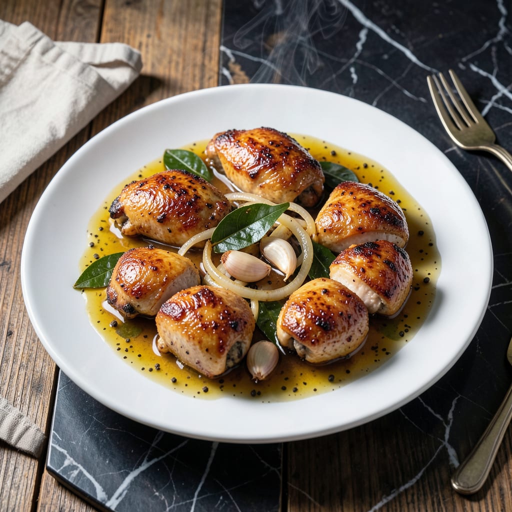 Visual representation of chicken in vinegar sauce recipe