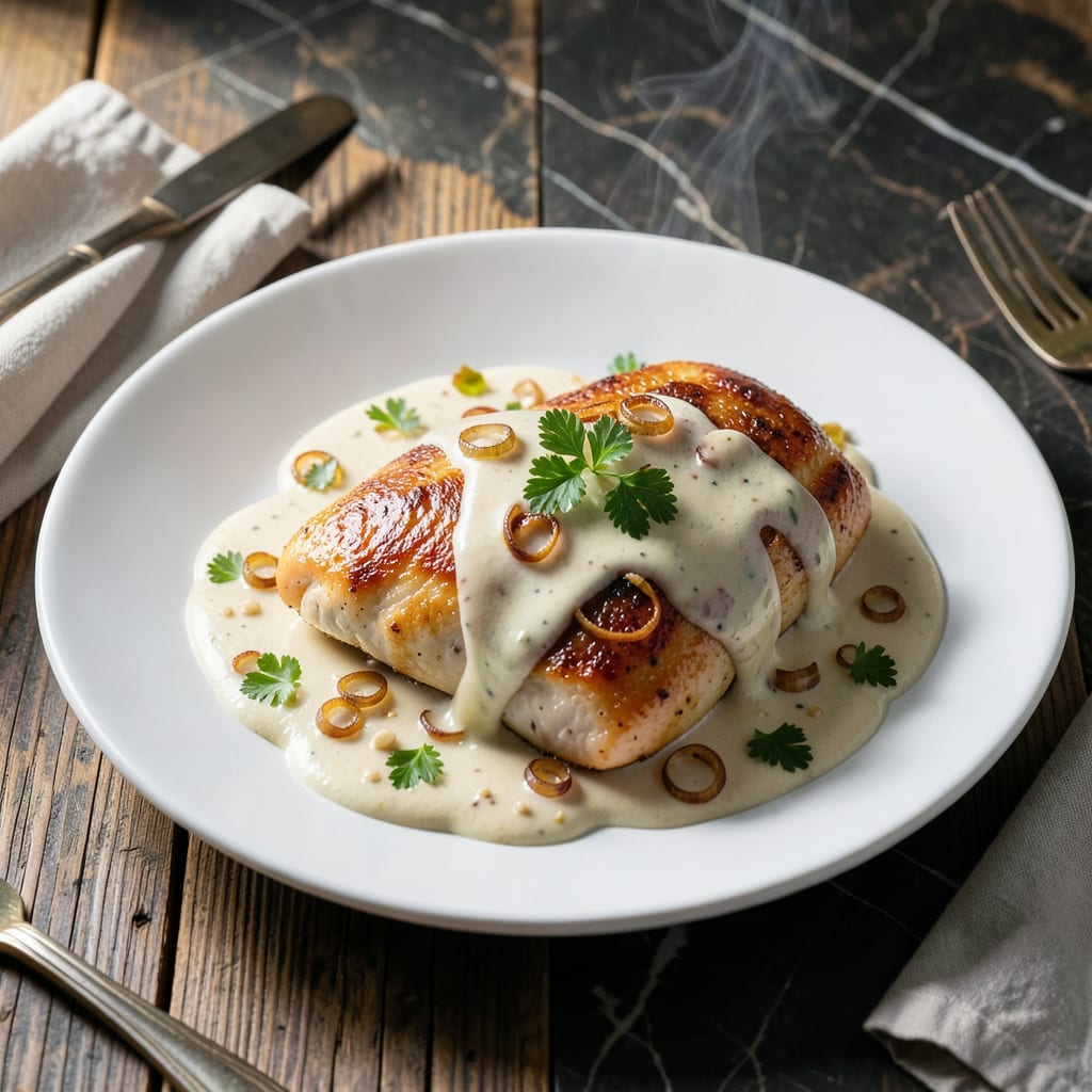 chicken in white wine cream sauce recipe example with annotations