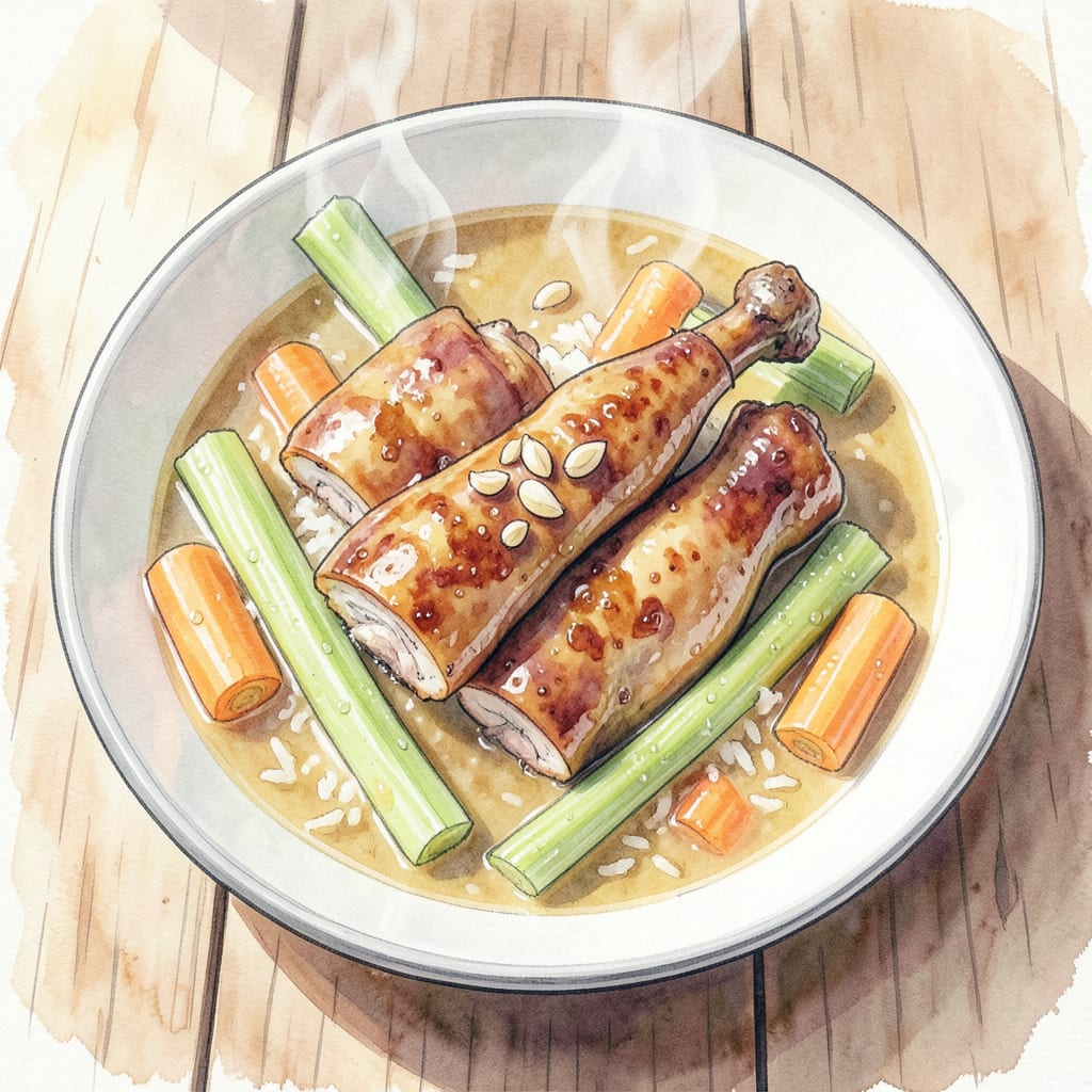 chicken leg soup recipe example with annotations