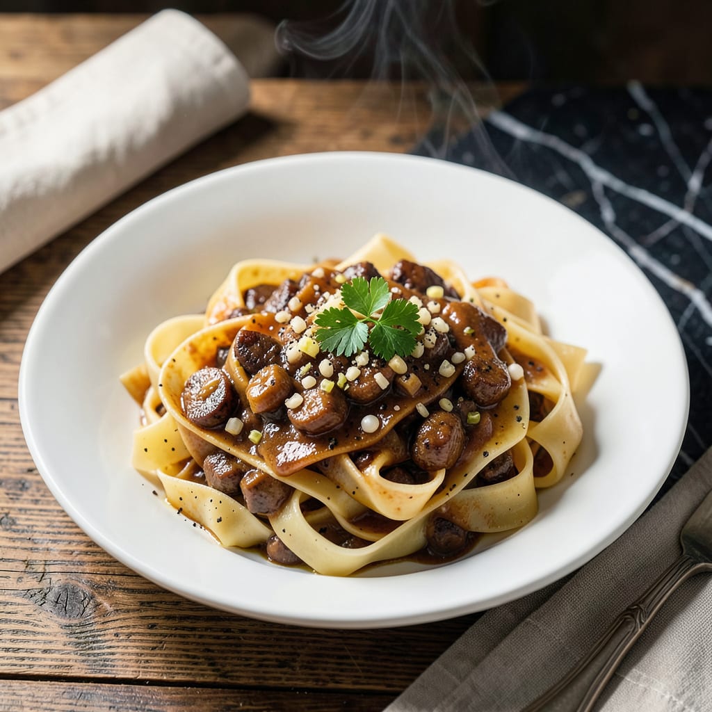 chicken liver pasta sauce recipe illustration with key details