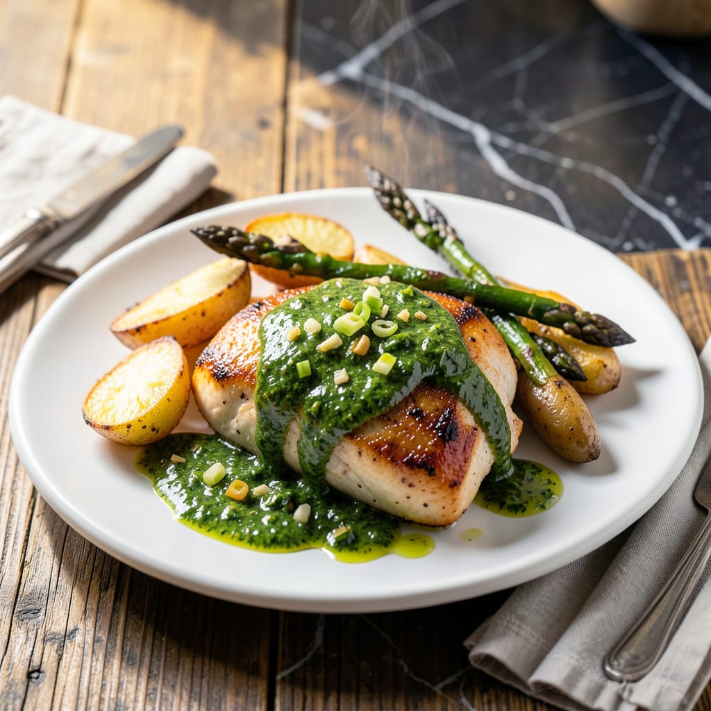 Visual representation of chicken lovers bayside green sauce recipe