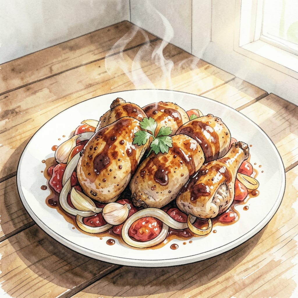Chicken Mechado Recipe: Tender Beef Free Alternative with Savory Soy Sauce Gravy example with annotations