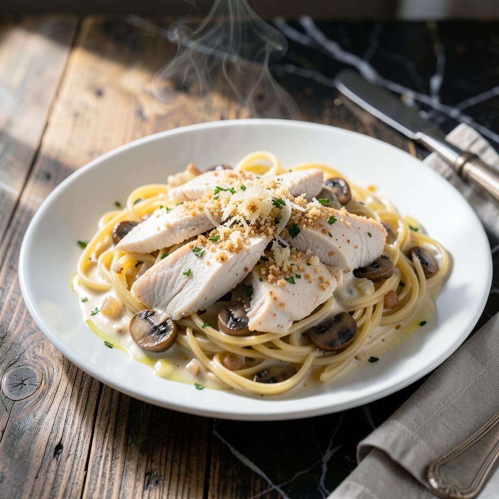 Complete chicken or turkey tetrazzini easy recipe overview image