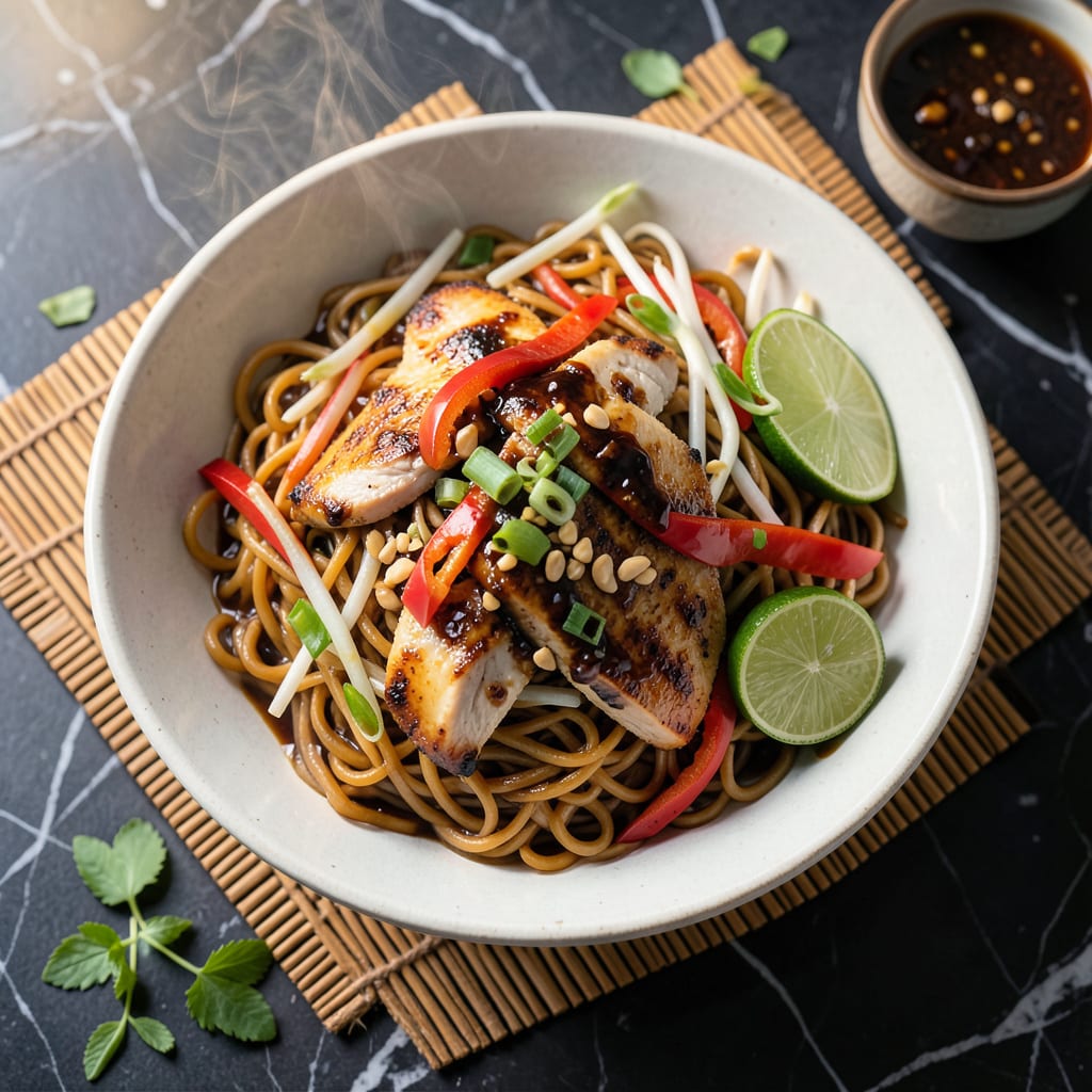 Visual representation of chicken pad thai recipe without fish sauce
