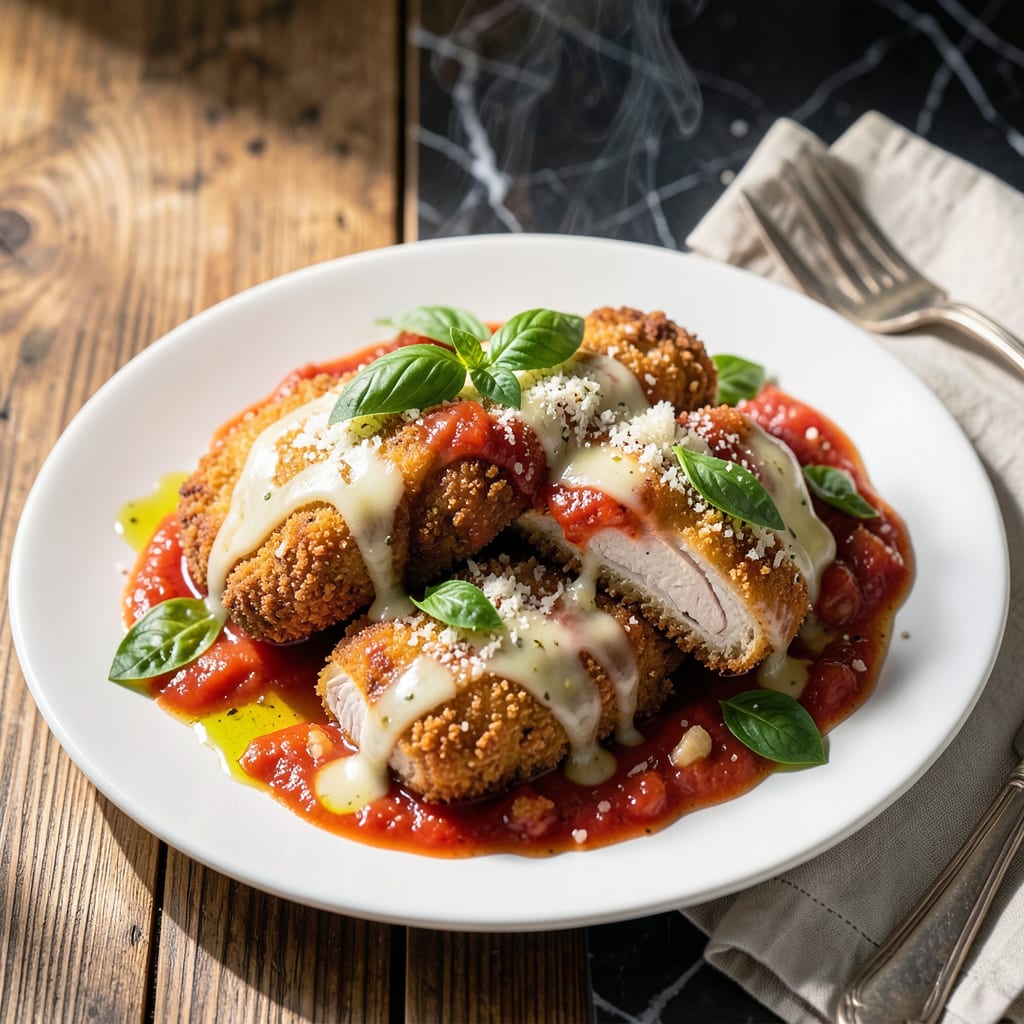 Complete chicken parmigiana tomato sauce recipe overview image