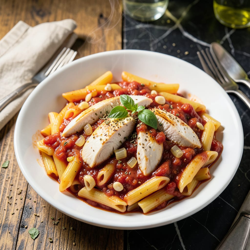 Visual representation of chicken pasta bake sauce recipe