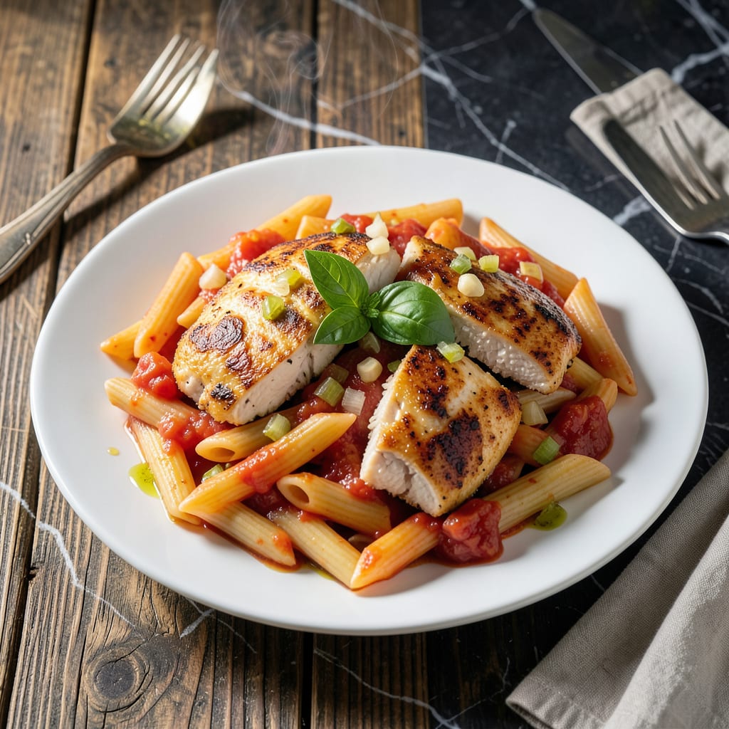 chicken penne recipe with tomato sauce example with annotations