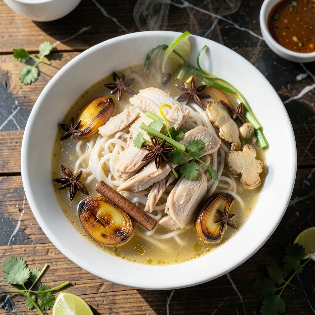 chicken pho slow cooker recipe example with annotations