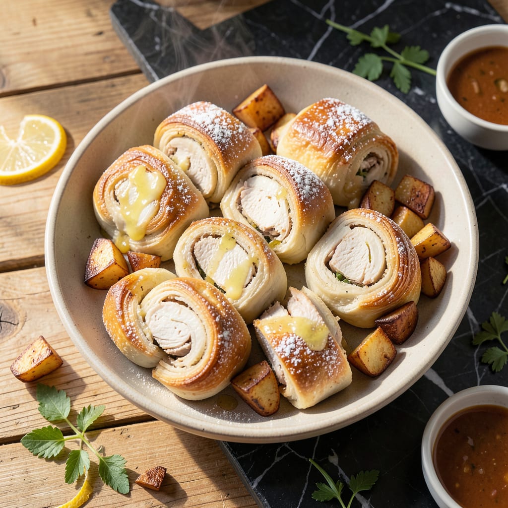 chicken potato rolls recipe easy illustration with key details