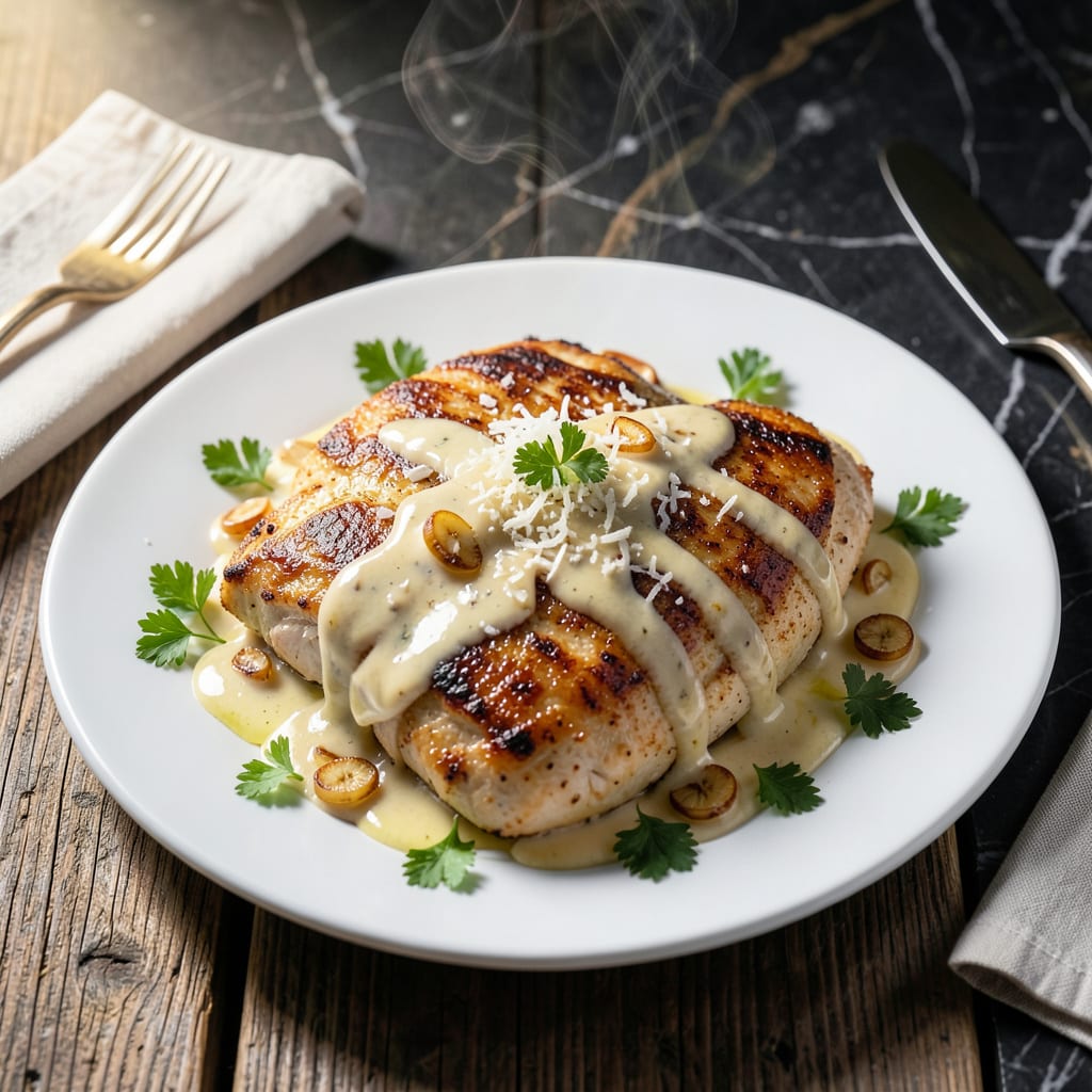 chicken recipe using parmesan garlic sauce example with annotations